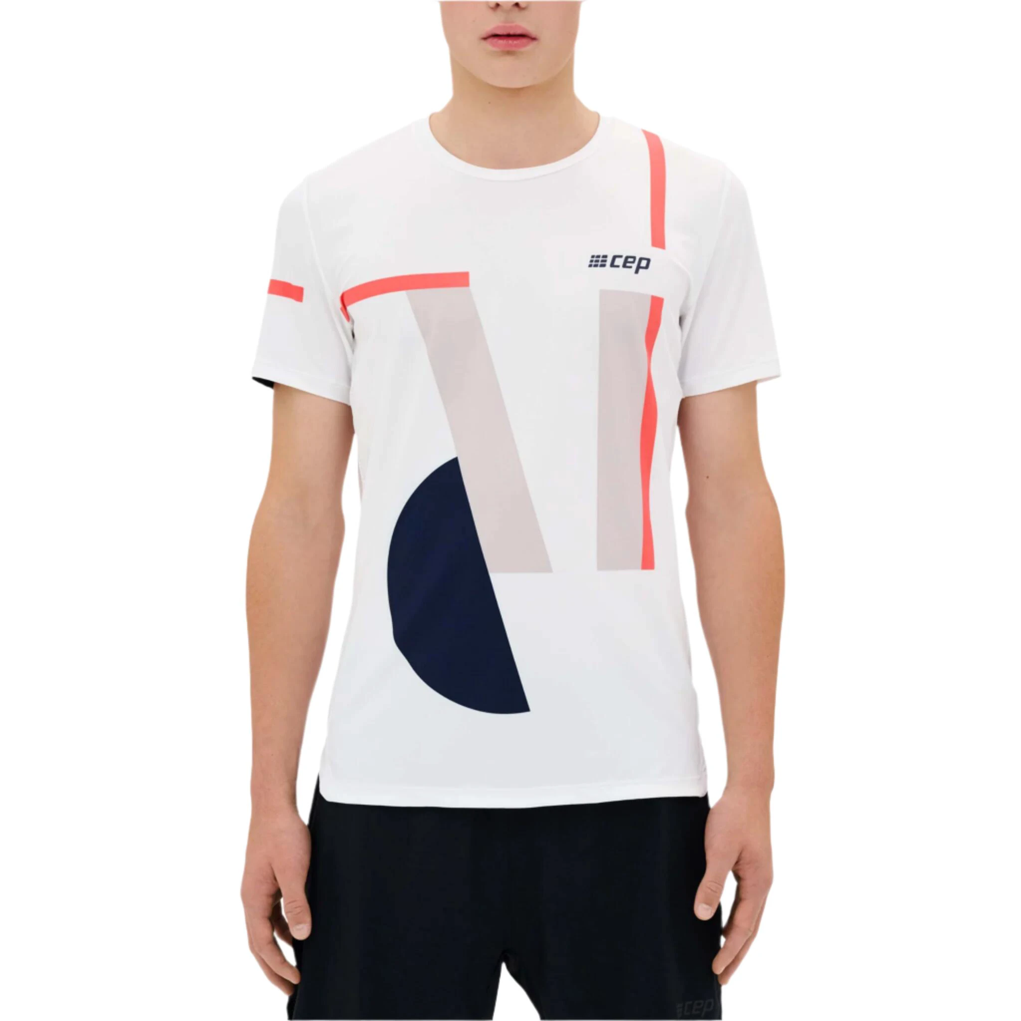 5. CEP - tricou tehnic - the run shirt round neck short sleeve v5 - white | geometrics