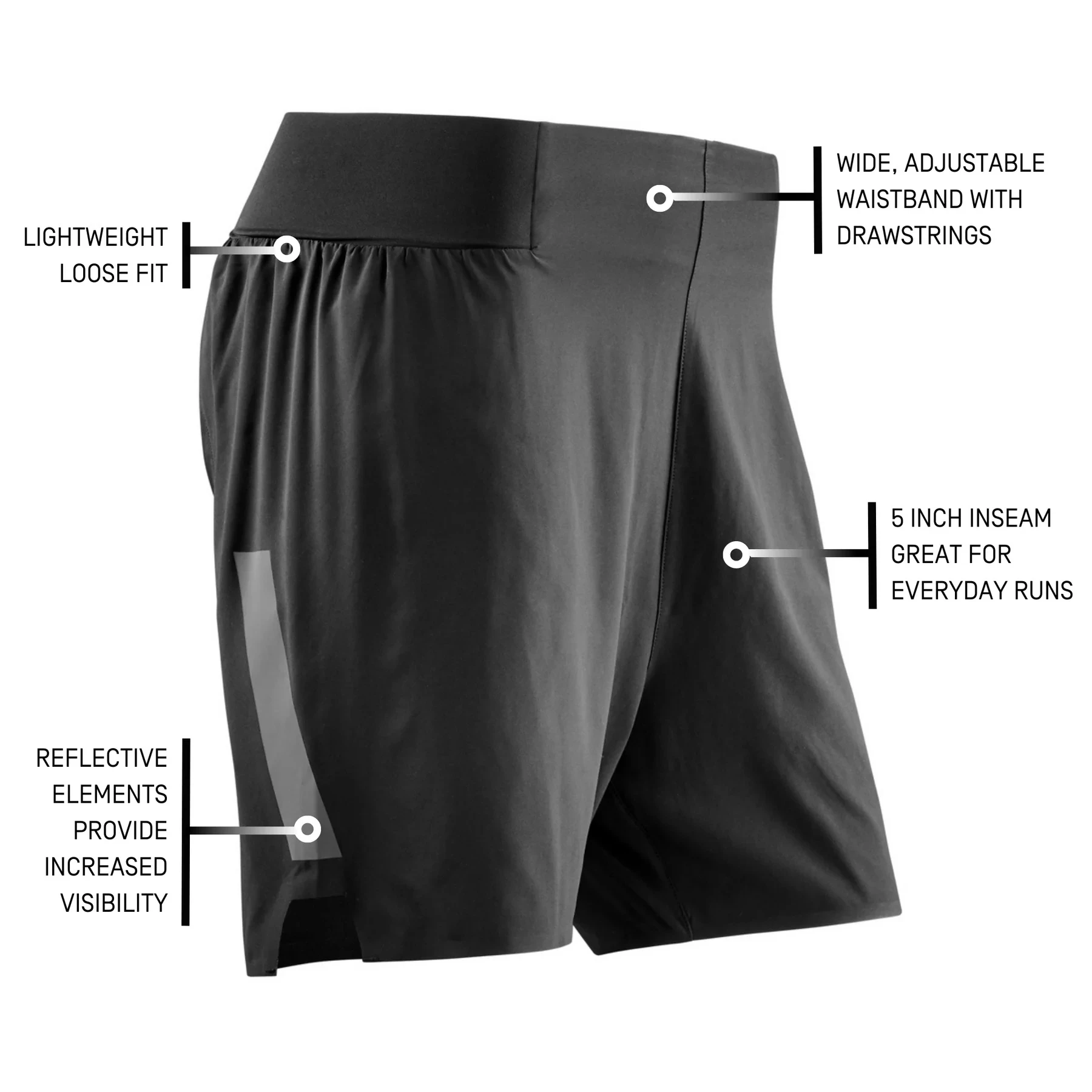 9. CEP - Pantaloni scurti alergare pentru barbati Run Loose Fit Shorts - negru
