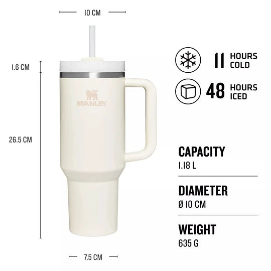 2. Stanley - termos tip sticla cu pai - Quencher H2.0 Tumbler - Bej - 1.18L