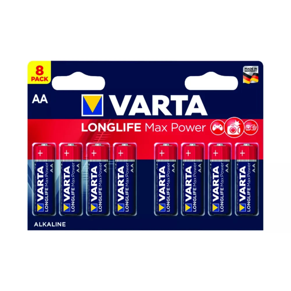 1. Varta - Set baterii AA - Longlife Max Power - 8 buc