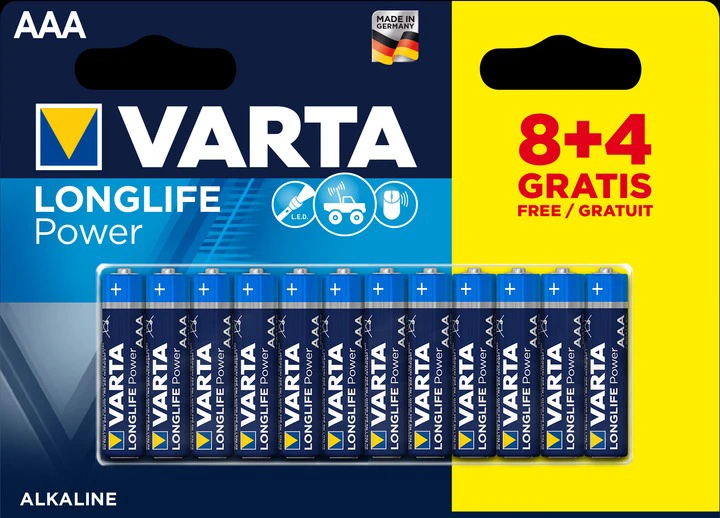 1. Varta - Set baterii AAA - Longlife Power - 12 buc