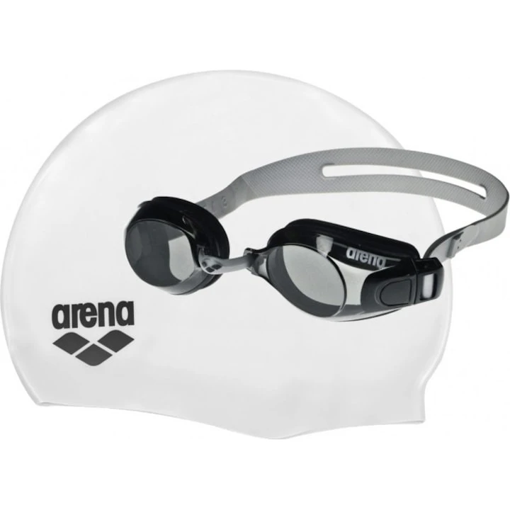 1. Arena - set ochelari inot si casca - Pool Set - Silver | Smoke | White | Black