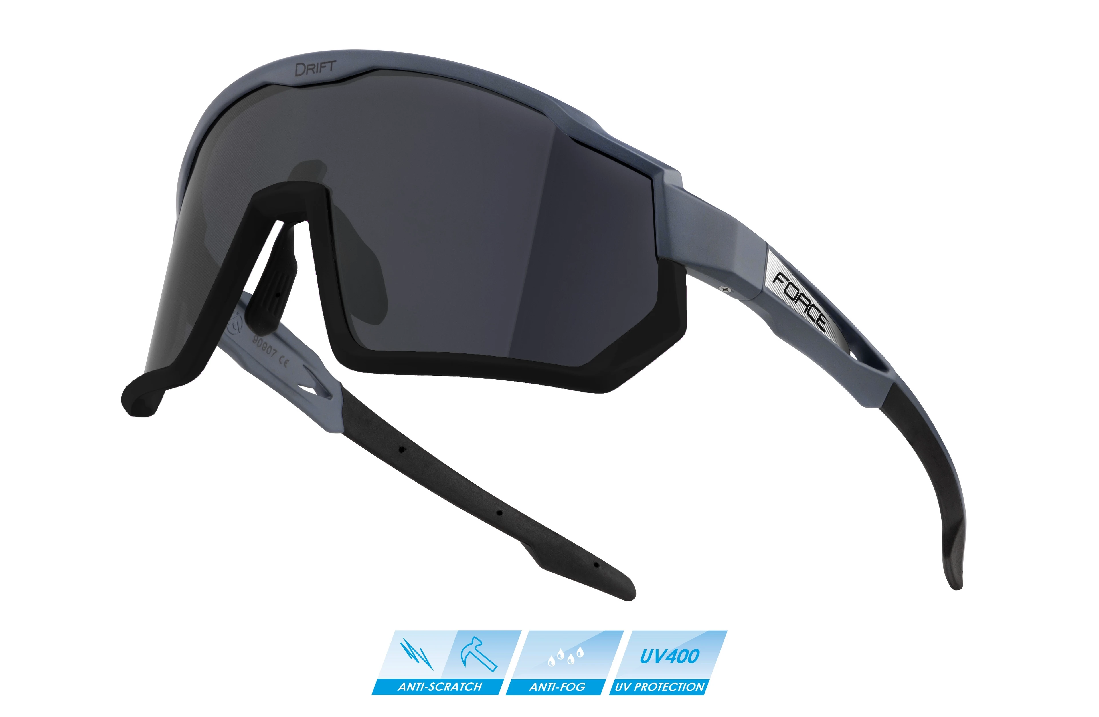 1. Ochelari Force Drift Gri/Negru lentile negre