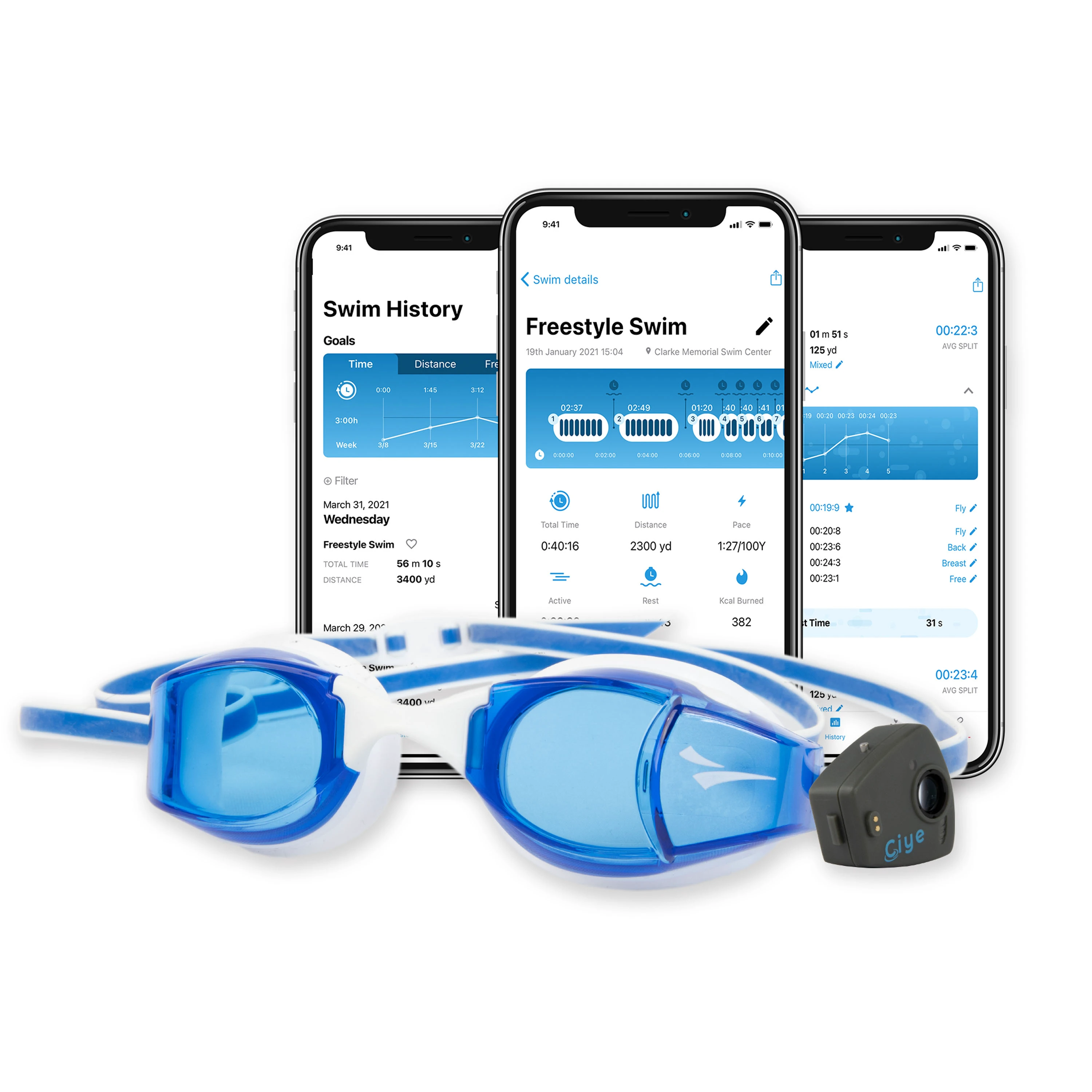 Finis - ochelari inot adulti Smart Google Kit - alb albastru - 56193